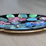 Large Decorative Enamelled Ceramic Plate — Vallauris — Floral Decoration