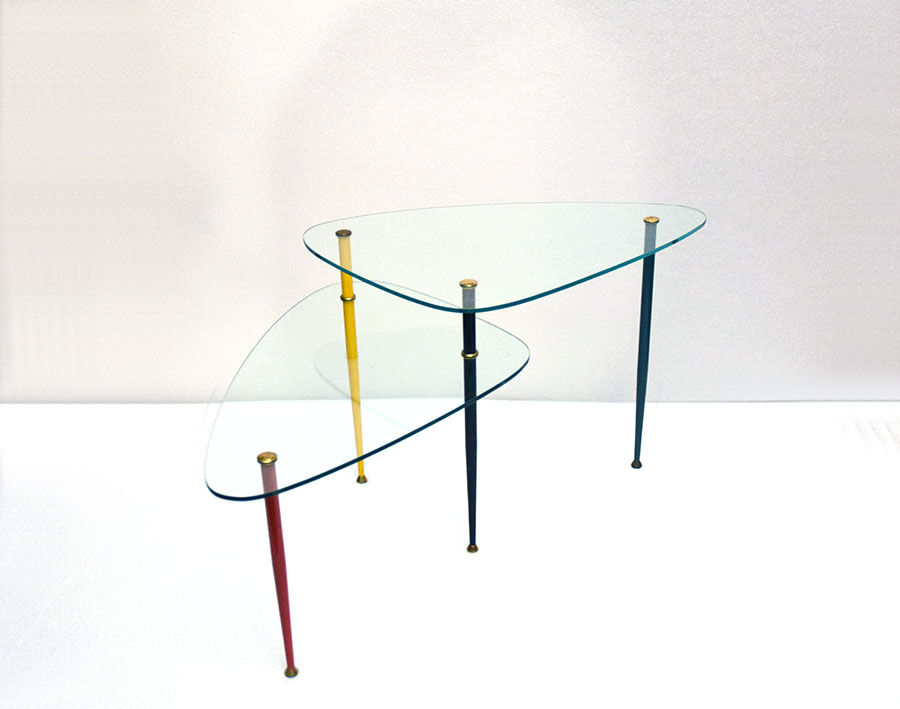 Metal & Crystal Arlecchino Coffee Table by Edoardo Poli for Vitrex, 1960s