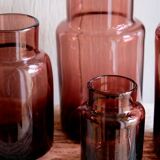 Set 5 vases in blown glass art glass ALLEX, Drôme