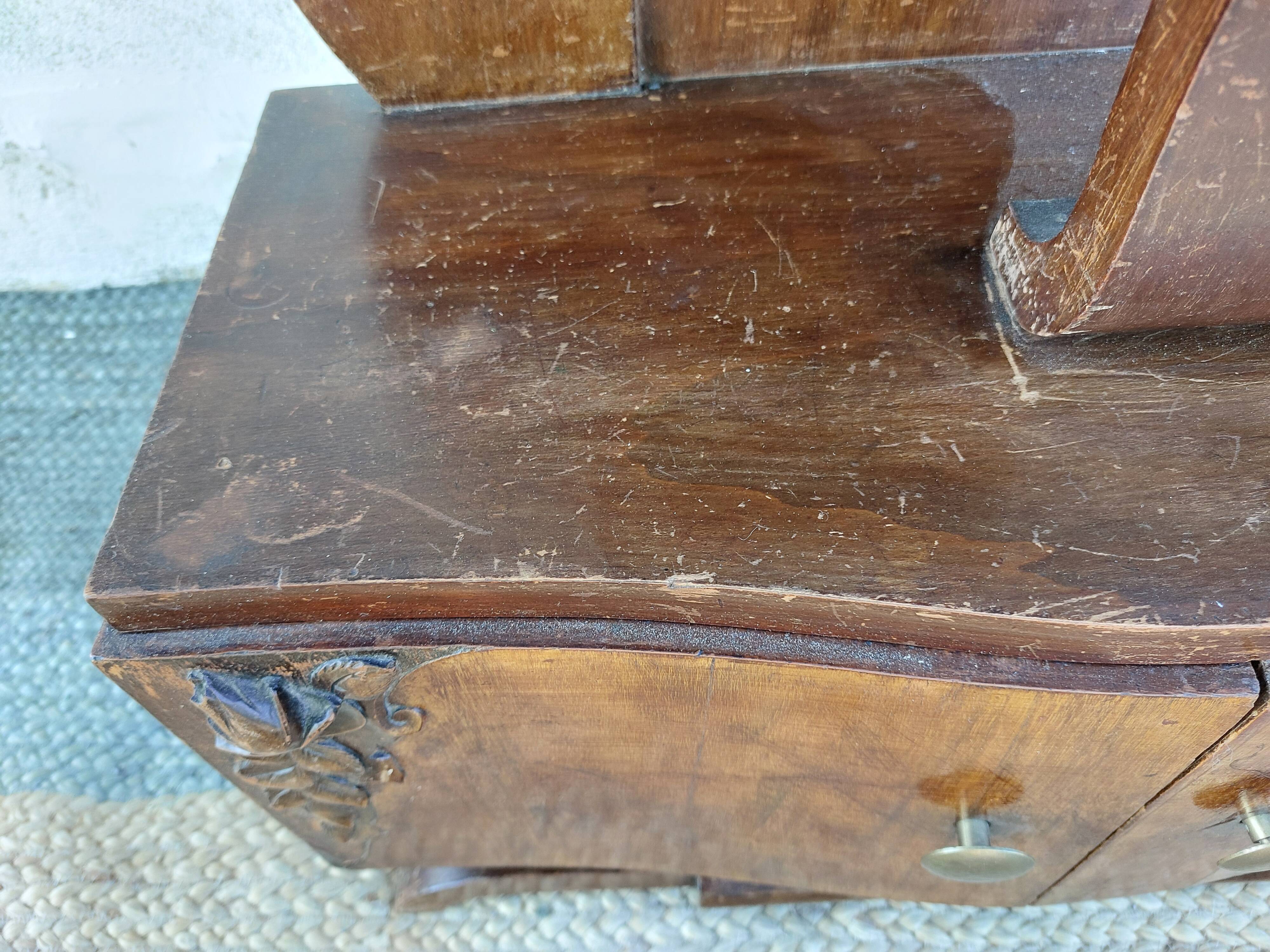 Art deco bedside table, black marble