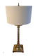 large 1970s luxury solid brass living room lamp with new linen shade 68x35