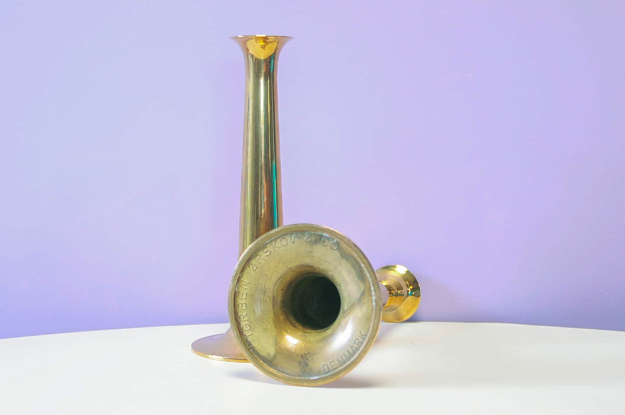 Ensemble de 2 candélabres en laiton Hans Bølling