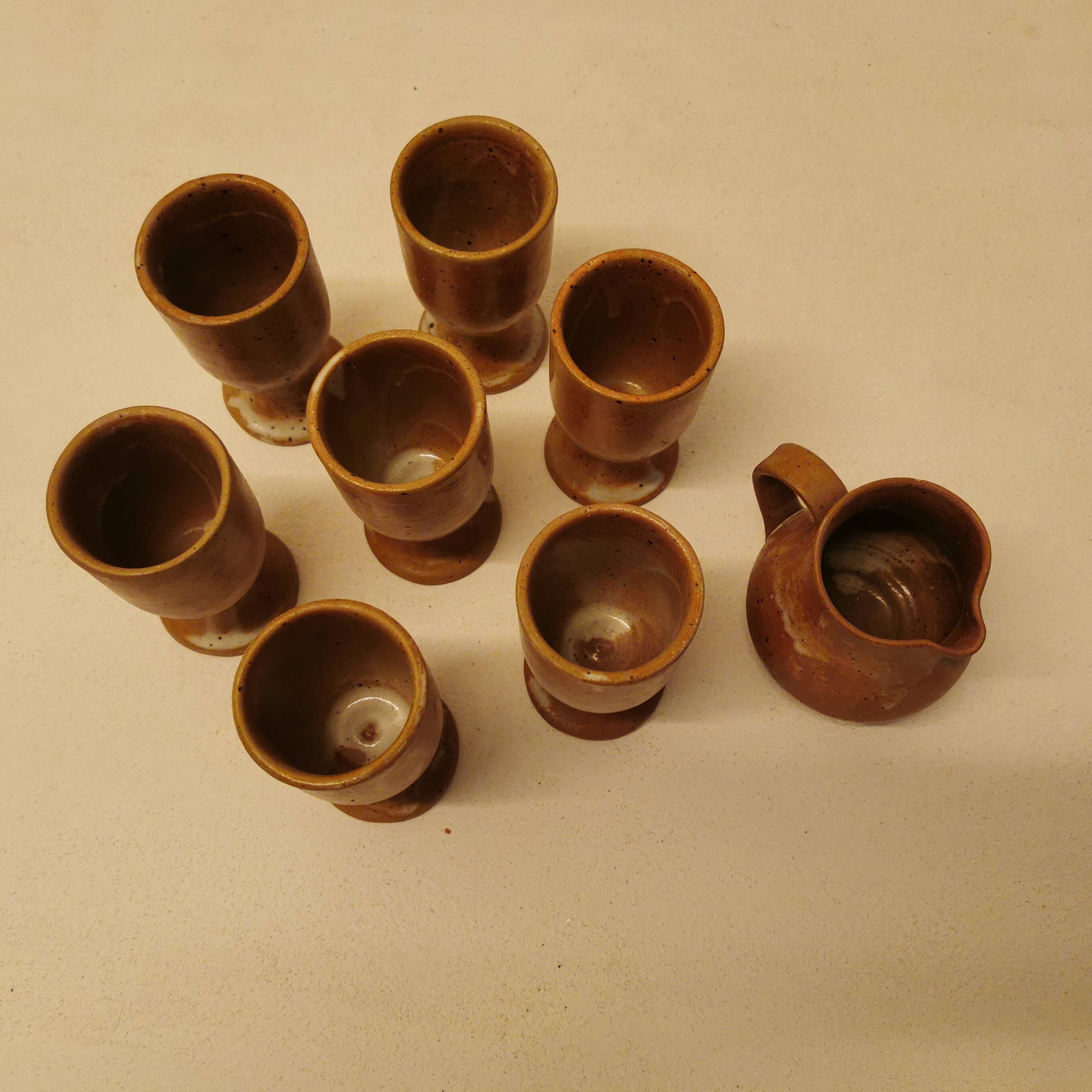 Set of 7 mazagrans and its small milk jug