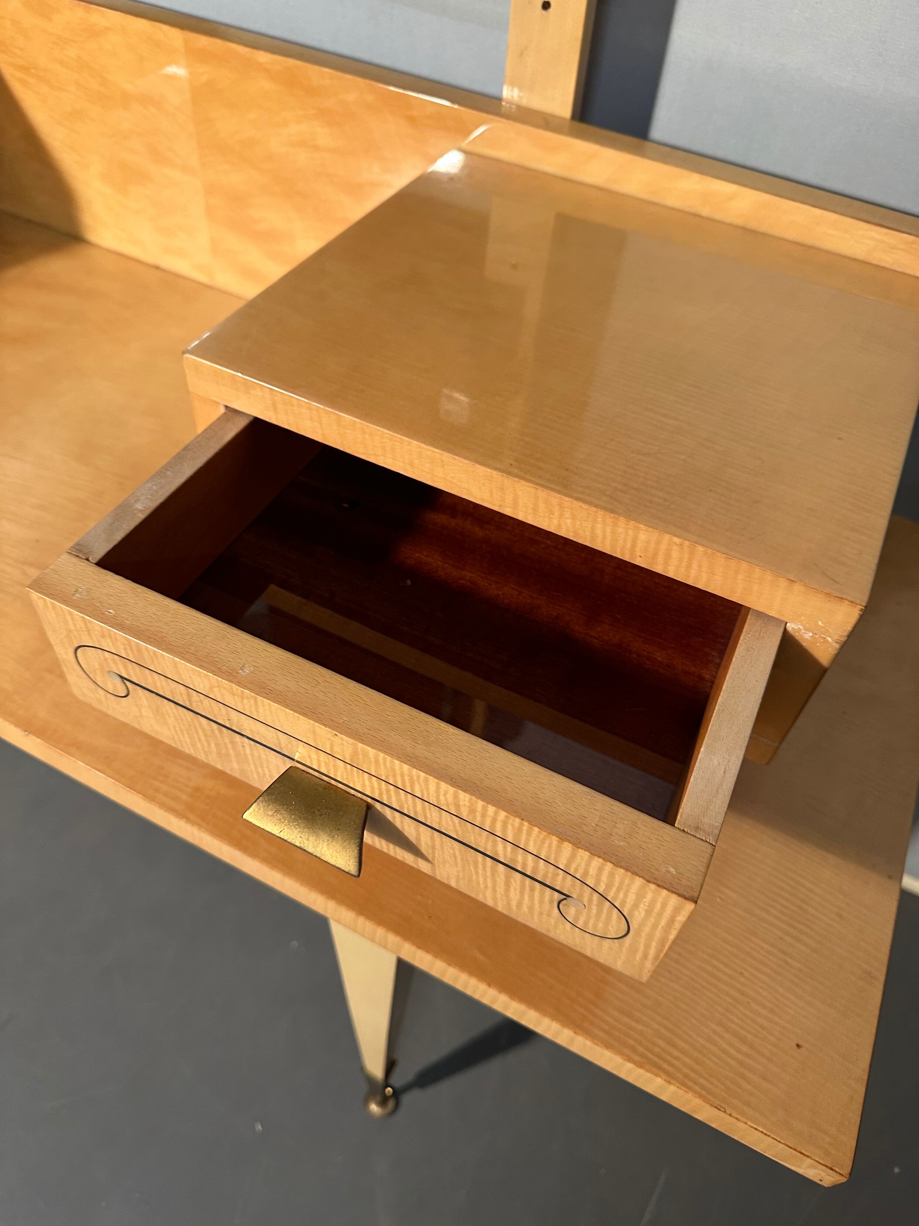 Vintage dressing table 1950 / 1960 with folding and removable mirror: convertible into an office