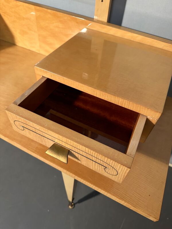 Coiffeuse vintage 1950 / 1960 à miroir pliant et démontable : transformable en bureau