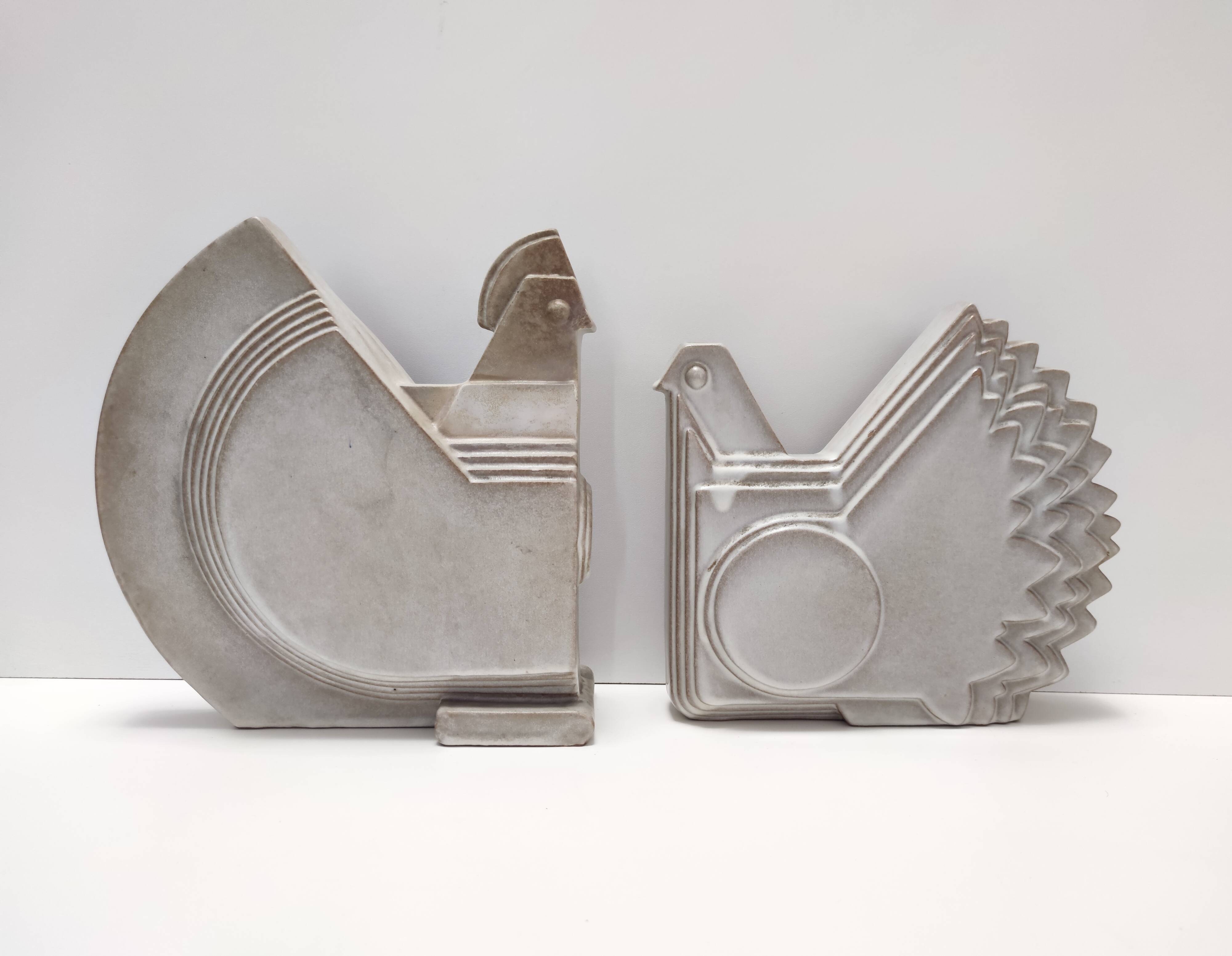 Glazed Ceramic Decorative Pair of Chicken by Alessio Tasca, Italy
