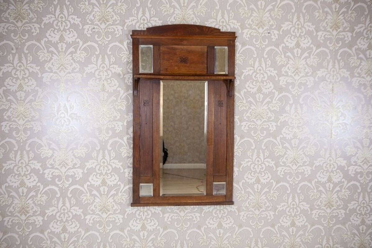 Art Nouveau Wall Mirror in Oak Frame, Early 20th Century