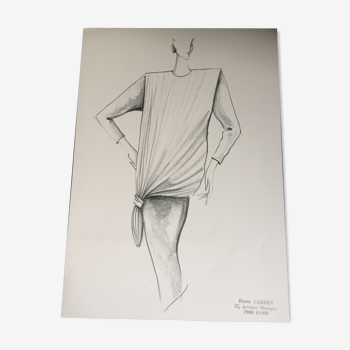 Pierre Cardin: croquis vintage de mode presse - début des années 90