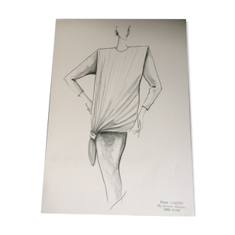 Pierre Cardin: croquis vintage de mode presse - début des années 90