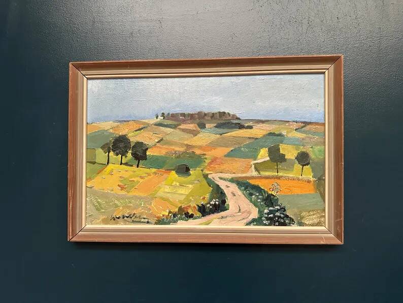 Swedish Oil on Panel “Landscape” by Tage Gavik, Signed, Vintage & Framed