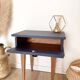 Vintage bedside table, tapered legs - Sèvres blue
