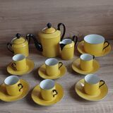Service café vintage art déco jaune noir