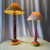 Vintage turned wooden rustic lamps