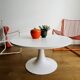 White tulip foot coffee table made in France by grofillex circa 1960
