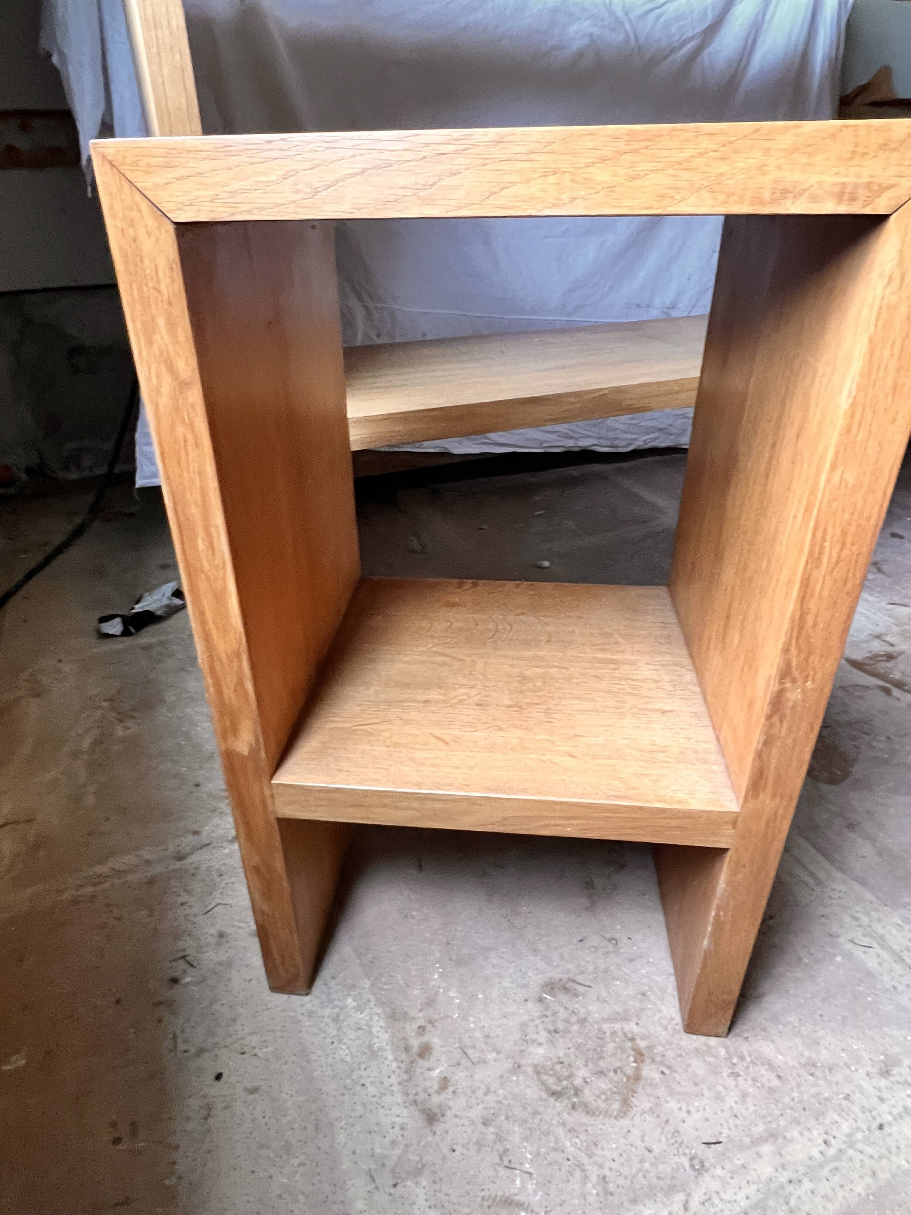 Office set, console and 2 stools in solid oak.