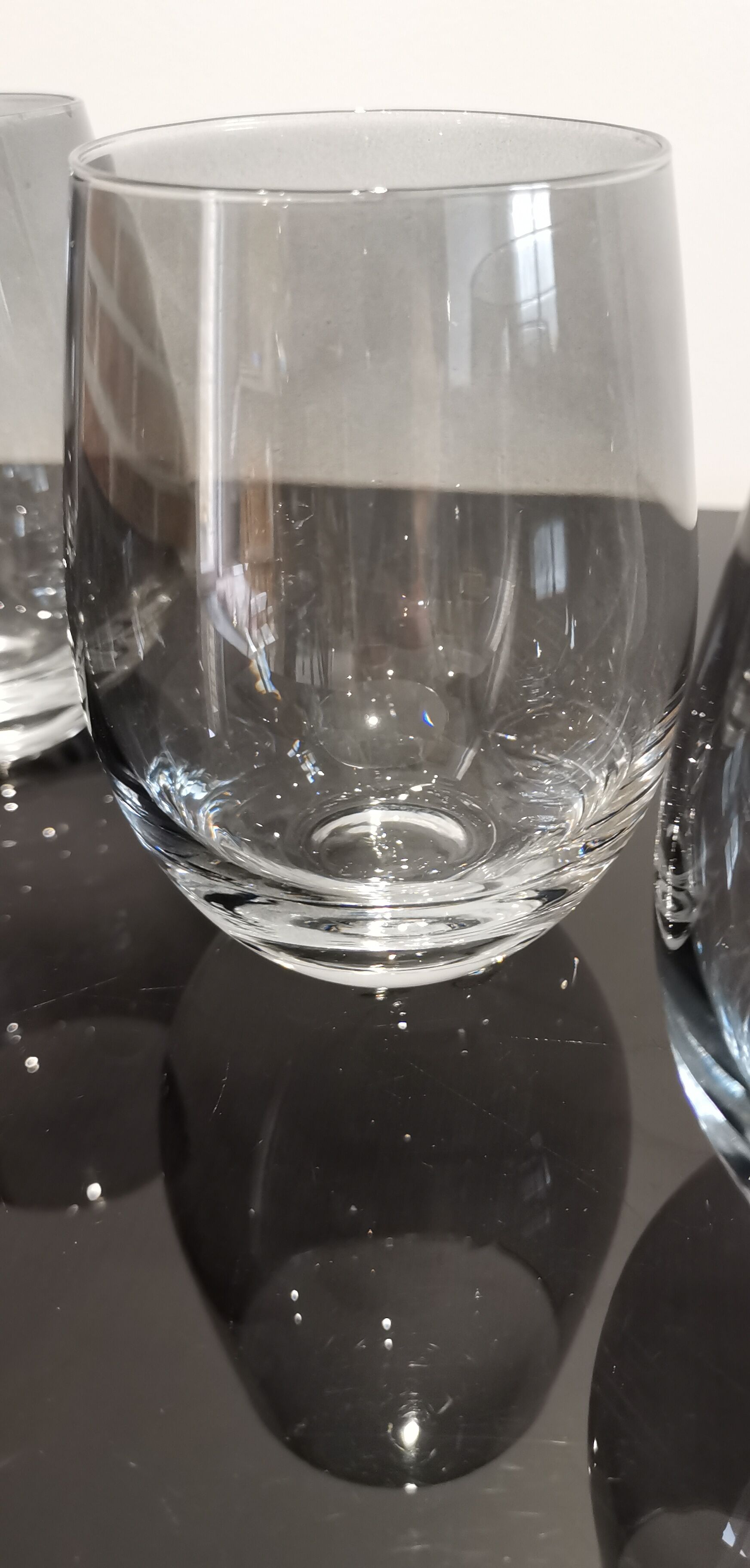 5 vintage smoky grey/black glass ball water cups