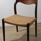 Scandinavian chair model 71 by Niels Otto Moller in teak and rope