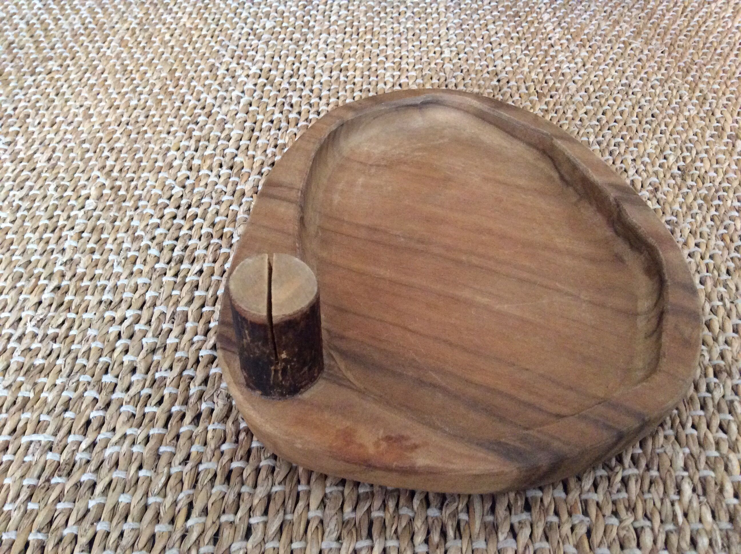 Wooden butter dish and knife