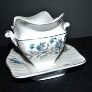 Antique Empire style porcelain sauceboat, hand-painted