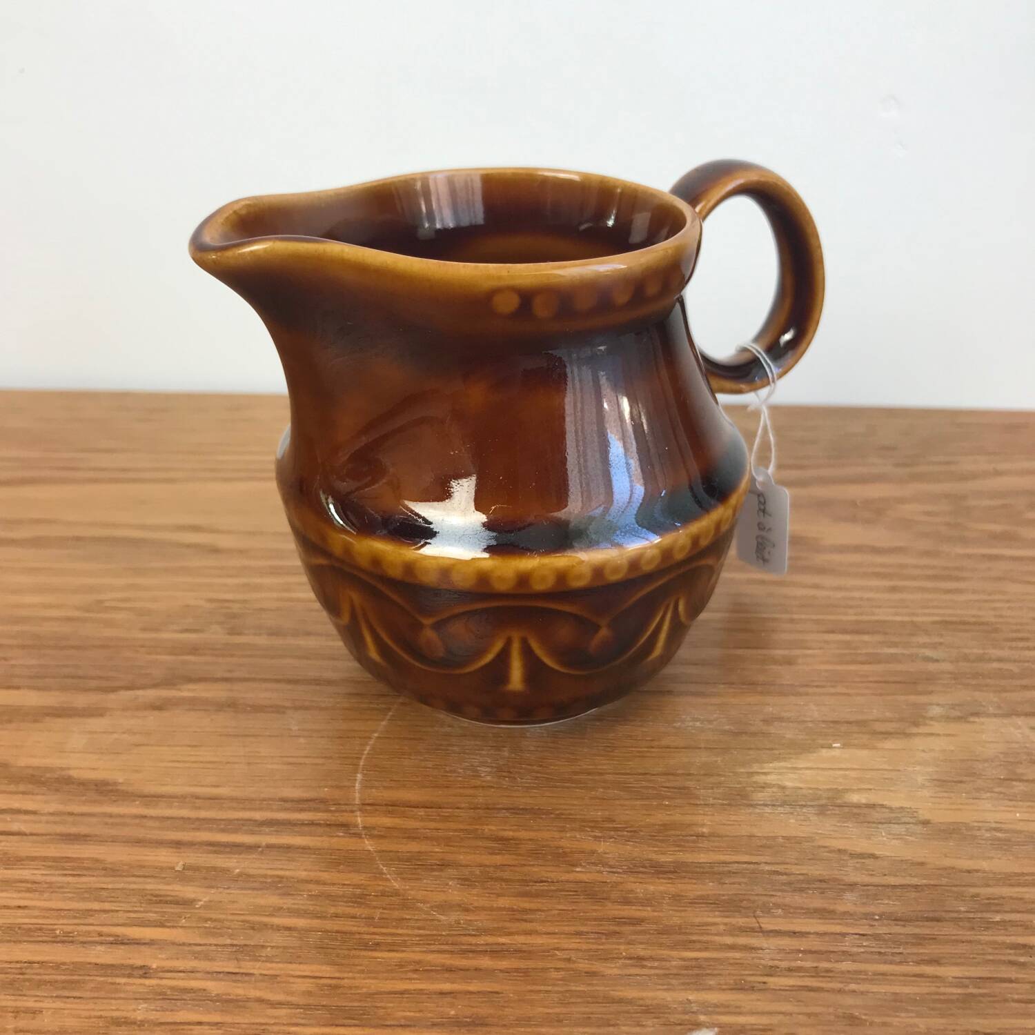 Vintage glazed ceramic milk jug from Pruzkow