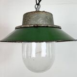 Green Enamel and Cast Iron Industrial Pendant Light, 1960s