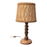 Turned wood base lamp