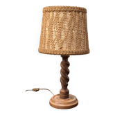 Lampe pied bois tourné