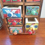 Vintage box with wood and ceramic drawers
