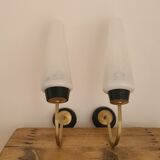 Pair of bobbin wall lights from the 50s and 60s