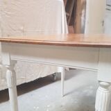 Old desk table in oak tapered white patinated feet