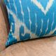 Vintage Silk Ikat Square Cushion Cover, Sky Blue White Arch Medallion 16x16