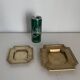 Pair of vintage 1980 brass ashtrays - 16 x 16 cm
