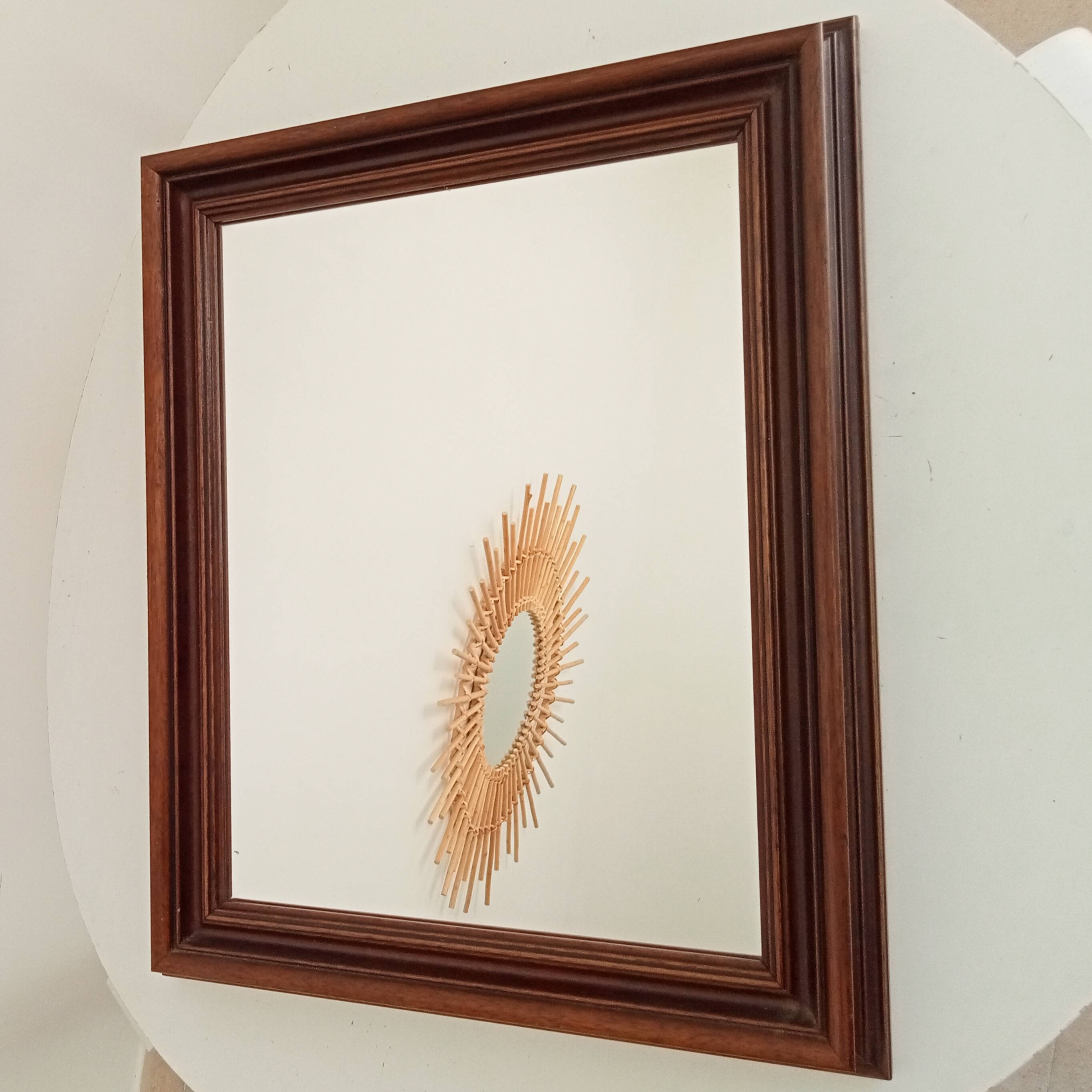 Miroir vintage en bois massif, années 60-70