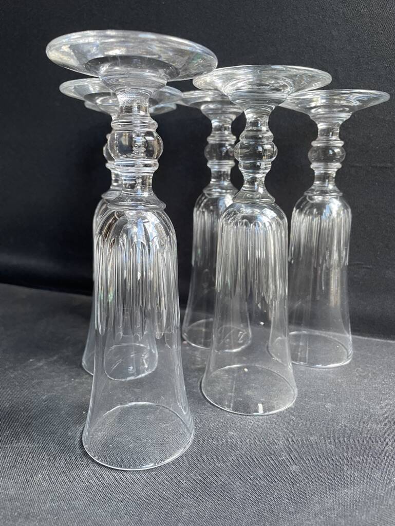 6 Champagne flutes – Baccarat/Saint Louis - Cut crystal - 19th century