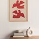 Painting of birds 30x40cm red on paper signed Eawy