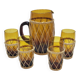 Vintage orangeade service in amber blown glass and wicker