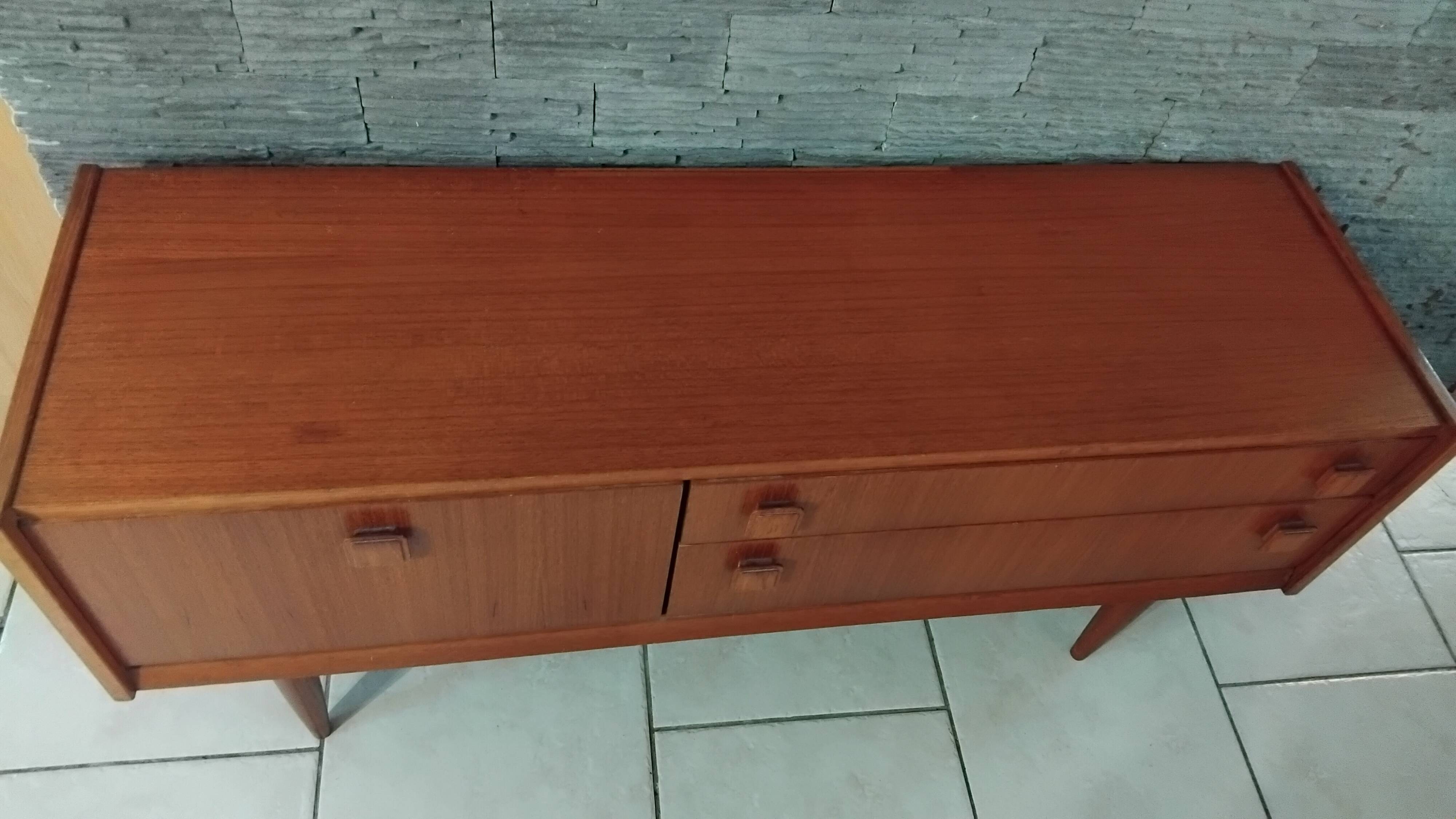 Small vintage Scandinavian teak sideboard