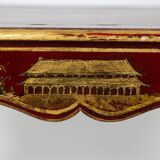 Louis XV style bureau plat with lake scene decoration. Circa 1800.