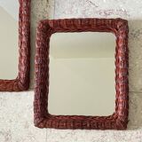 Pair of vintage rattan wicker mirrors