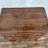 Chest of drawers semainier chiffonnier vintage oak 1950 style Art deco