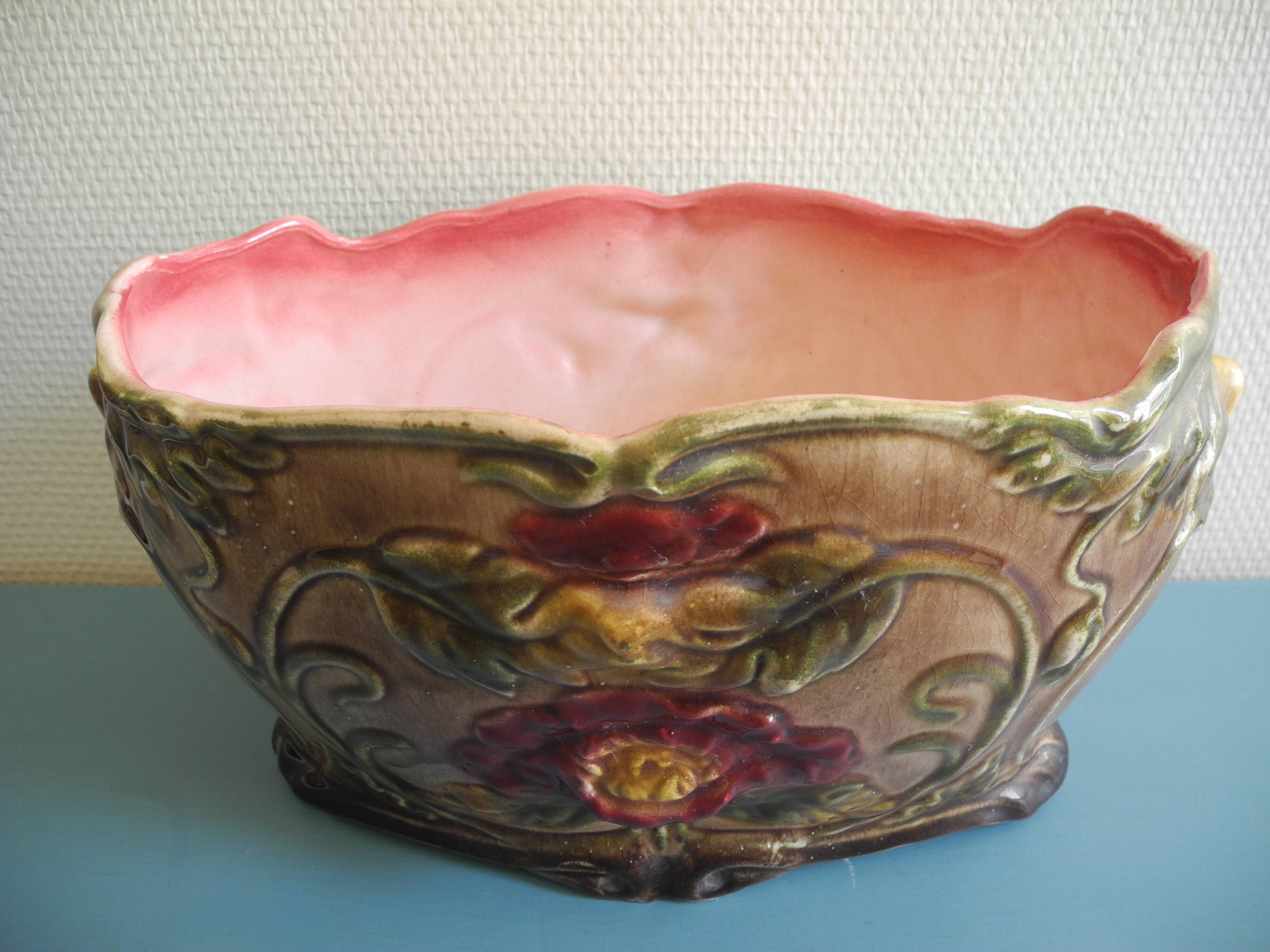 earthenware trim barbotine planter vases french fireplace set planter