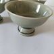 Set of 4 handmade ceramic bowls – celadon glaze & raku style