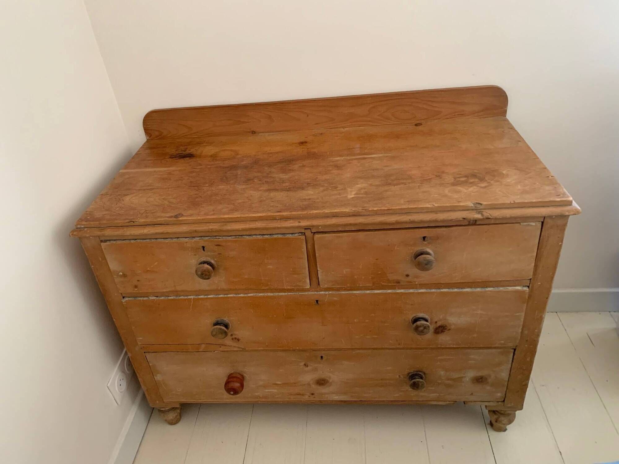 antique English wooden chest of drawers