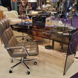 Smoked glass and metal desk, 1970s.