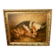 Oil on canvas "Dog resting" framed and signed