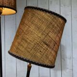 1960s floor lamp with three lights and its period lampshades.