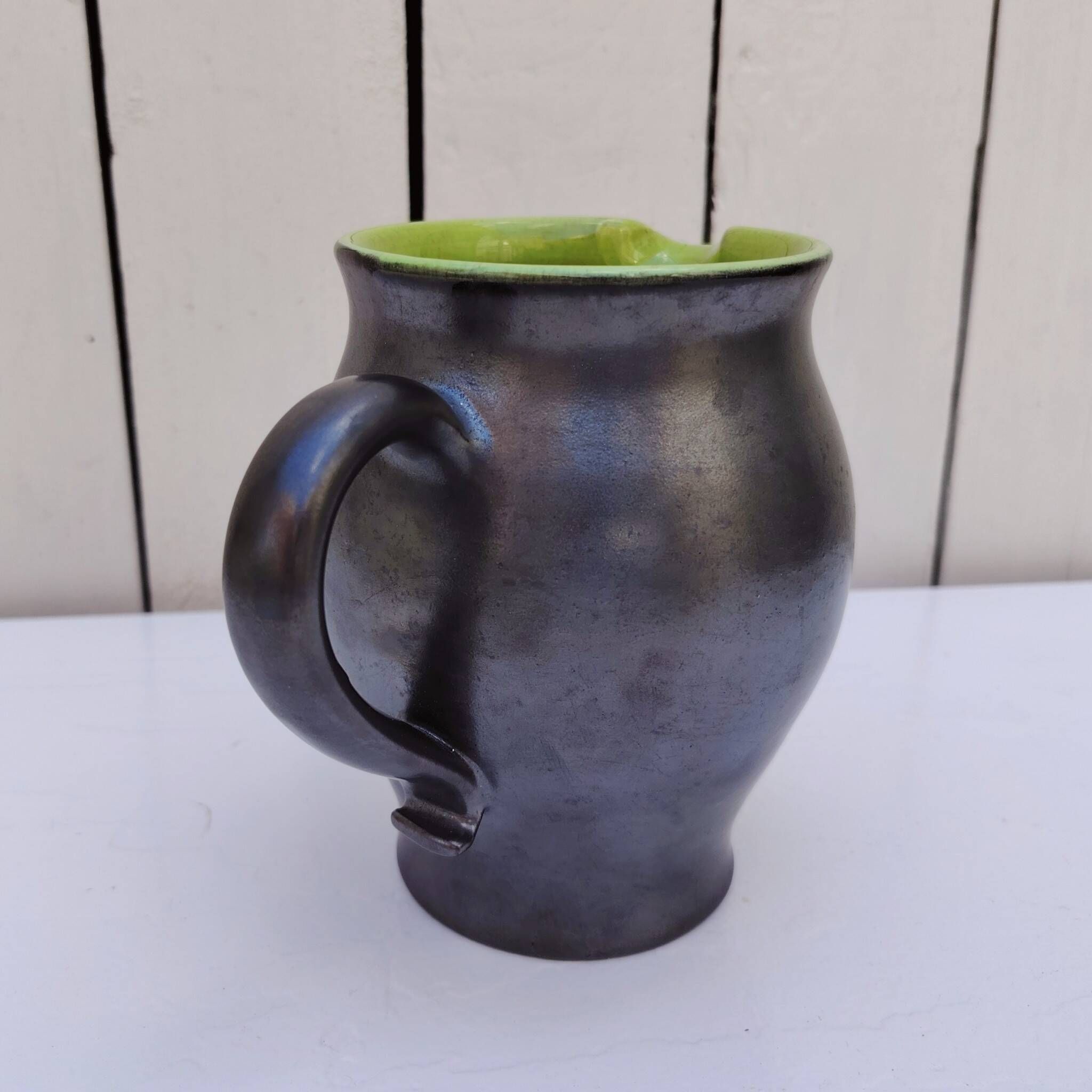 Ceramic pitcher, faience by Elchinger, vintage