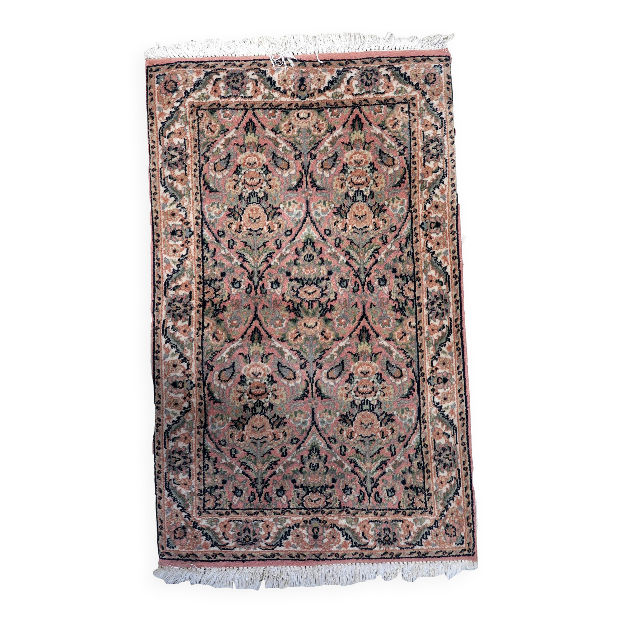 Handmade vintage Persian Kerman rug  61cm x 97cm 1950s