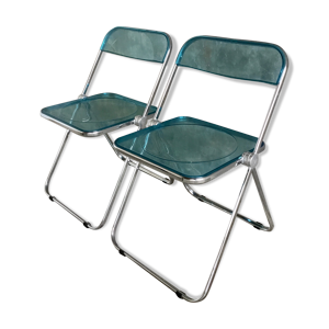 Paire de chaises plia bleu transparent