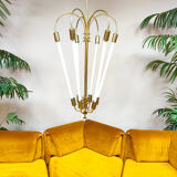 Art Deco brass scones cinema chandelier tubes 1930s